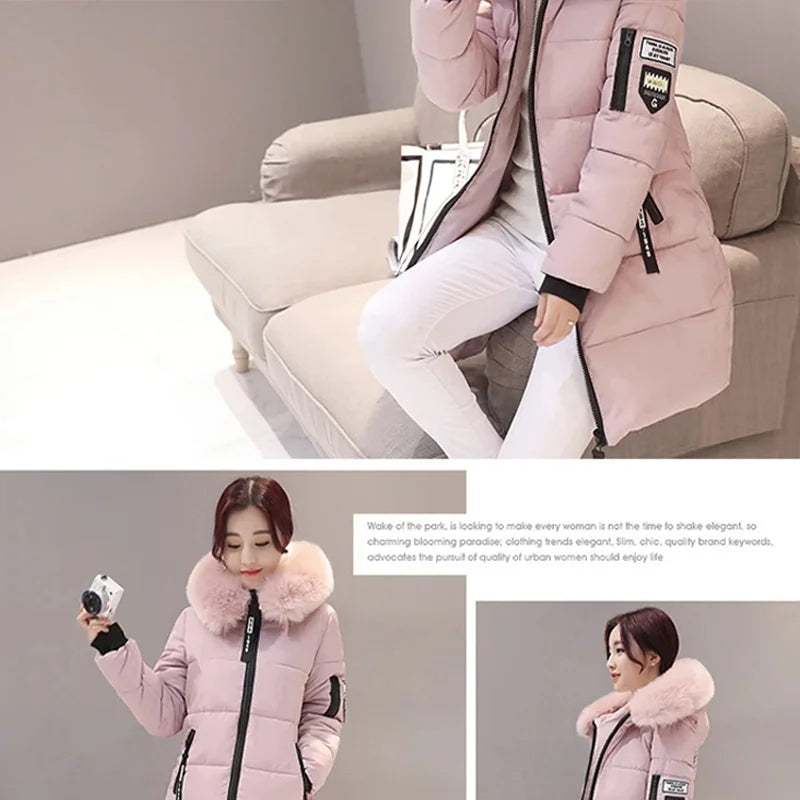 Elegant Fur-Collar Winter Parka