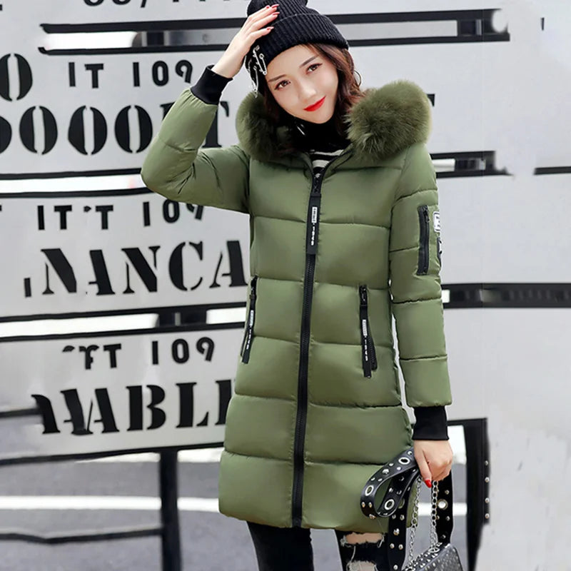 Elegant Fur-Collar Winter Parka