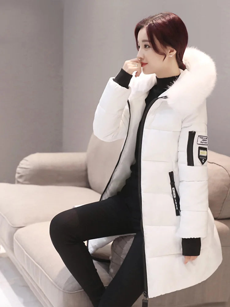 Elegant Fur-Collar Winter Parka