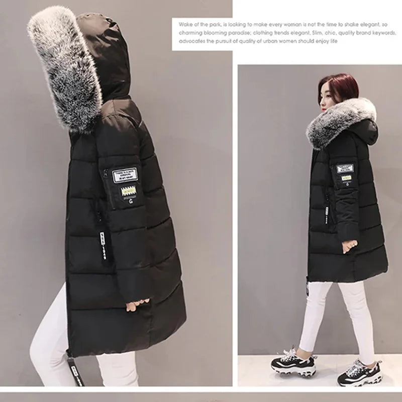 Elegant Fur-Collar Winter Parka