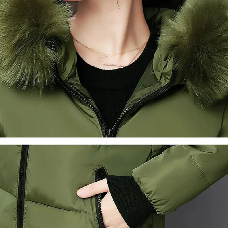 Elegant Fur-Collar Winter Parka