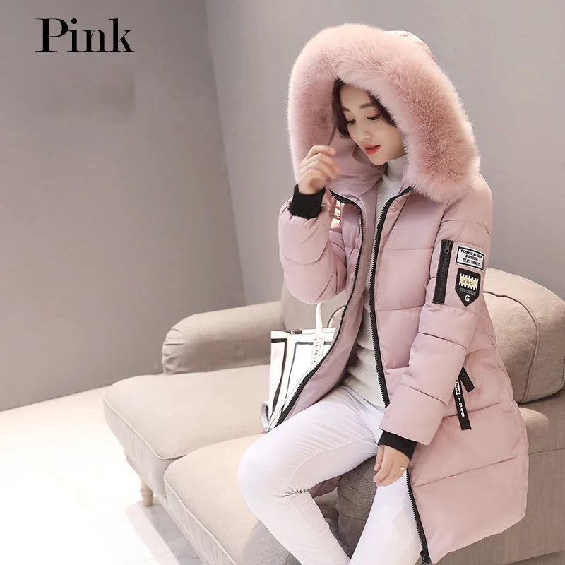 Elegant Fur-Collar Winter Parka