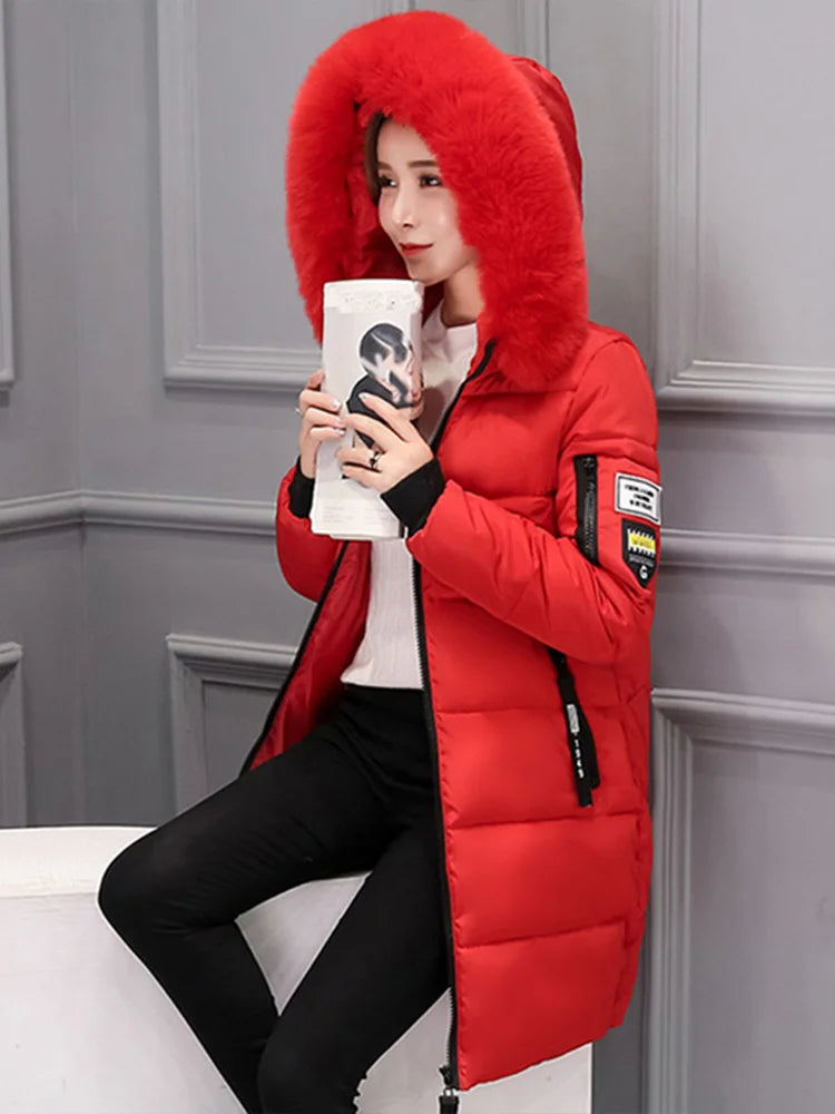 Elegant Fur-Collar Winter Parka