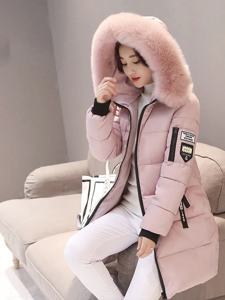 Elegant Fur-Collar Winter Parka