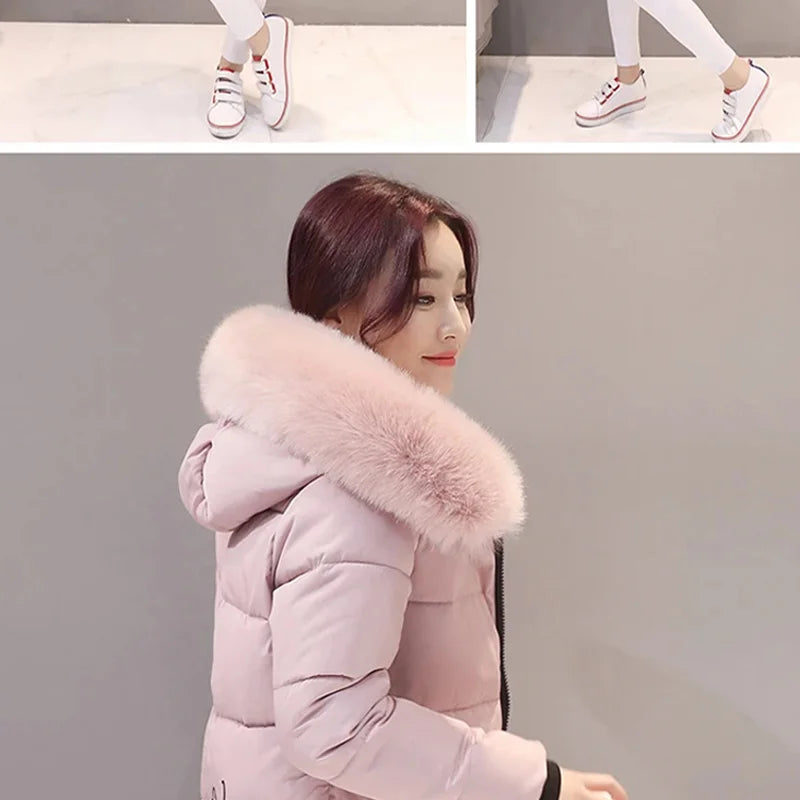 Elegant Fur-Collar Winter Parka