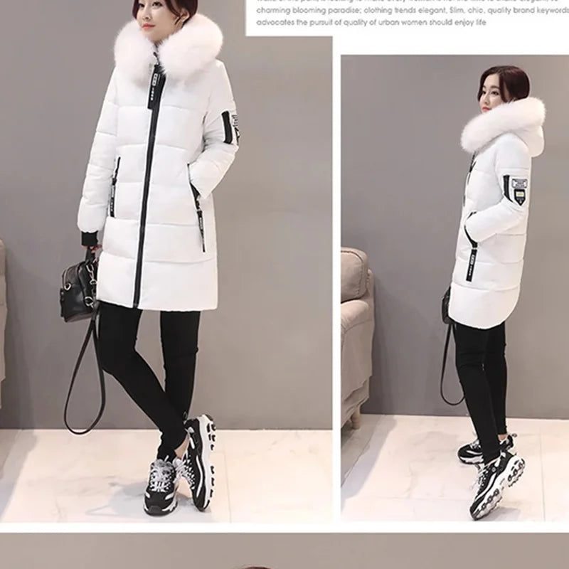 Elegant Fur-Collar Winter Parka
