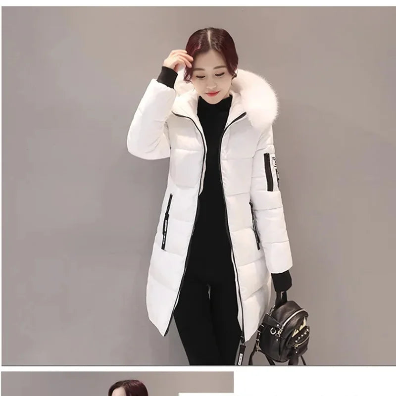 Elegant Fur-Collar Winter Parka