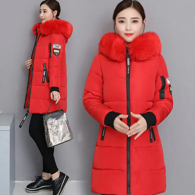 Elegant Fur-Collar Winter Parka