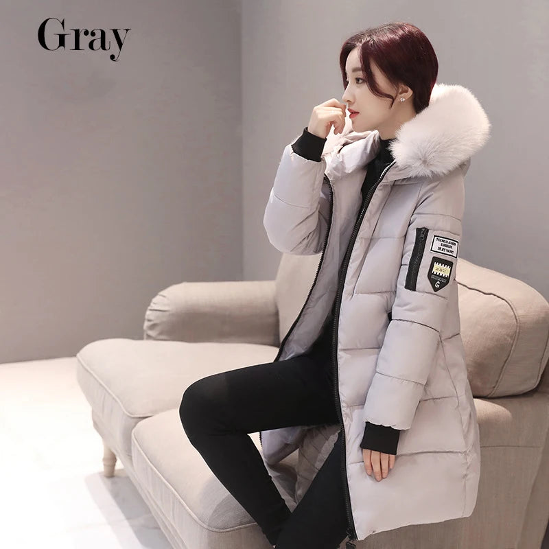 Elegant Fur-Collar Winter Parka