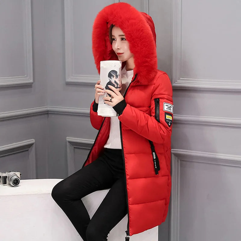 Elegant Fur-Collar Winter Parka