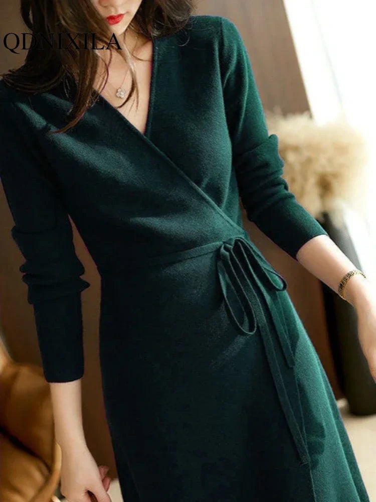 Chic Knit V-Neck Dress