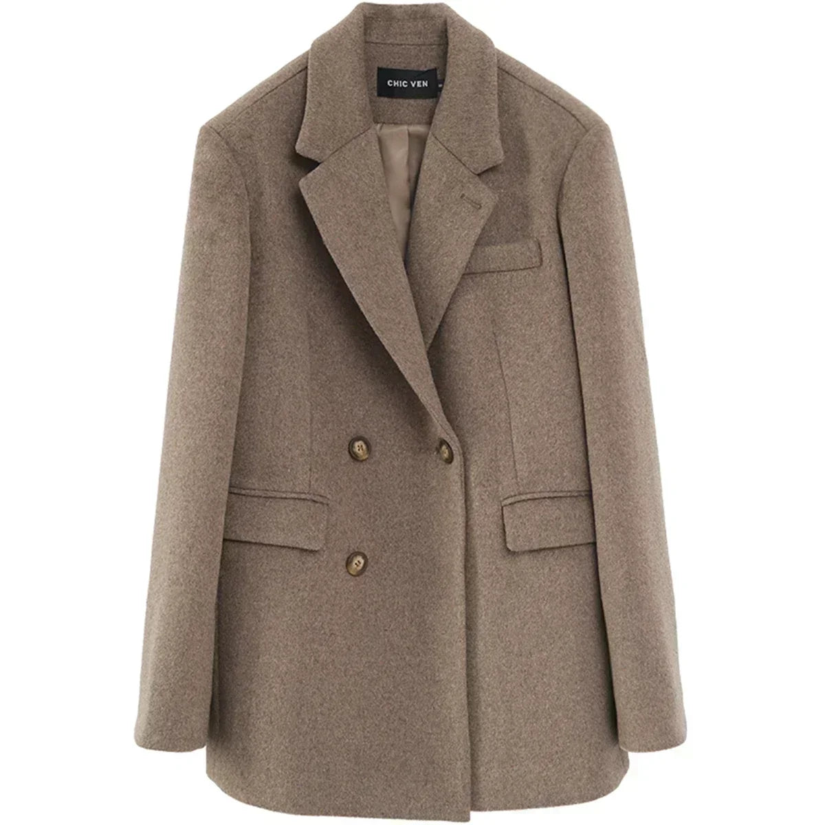 Thick Wool Blend Office Coat for Women