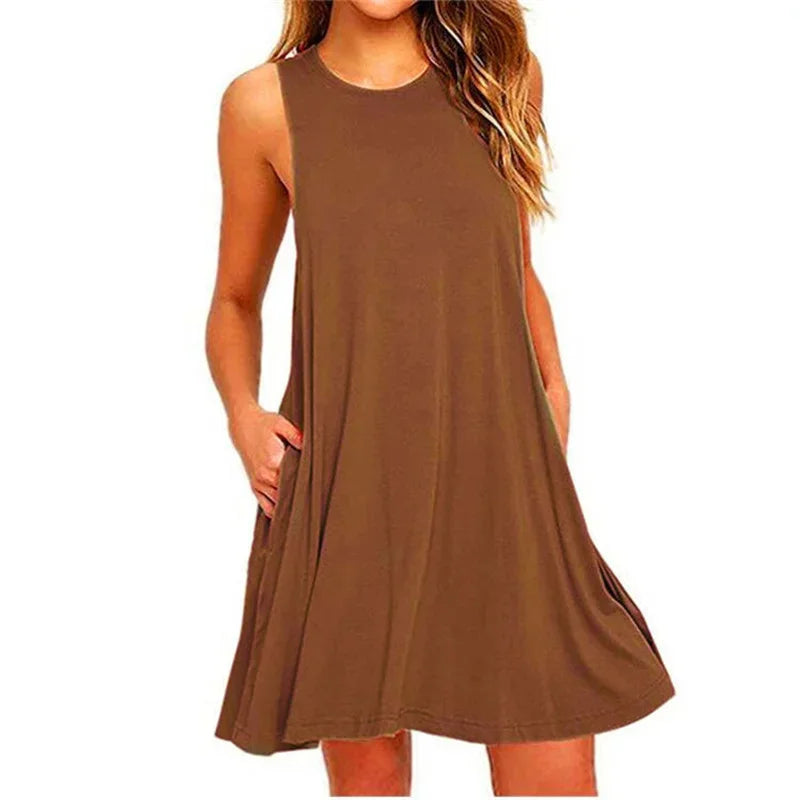 Women's Pleated Pocket T-Shirt Dress