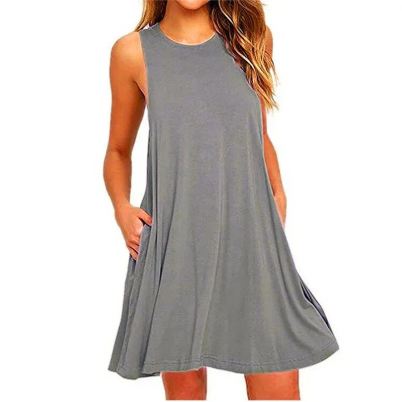 Women's Pleated Pocket T-Shirt Dress