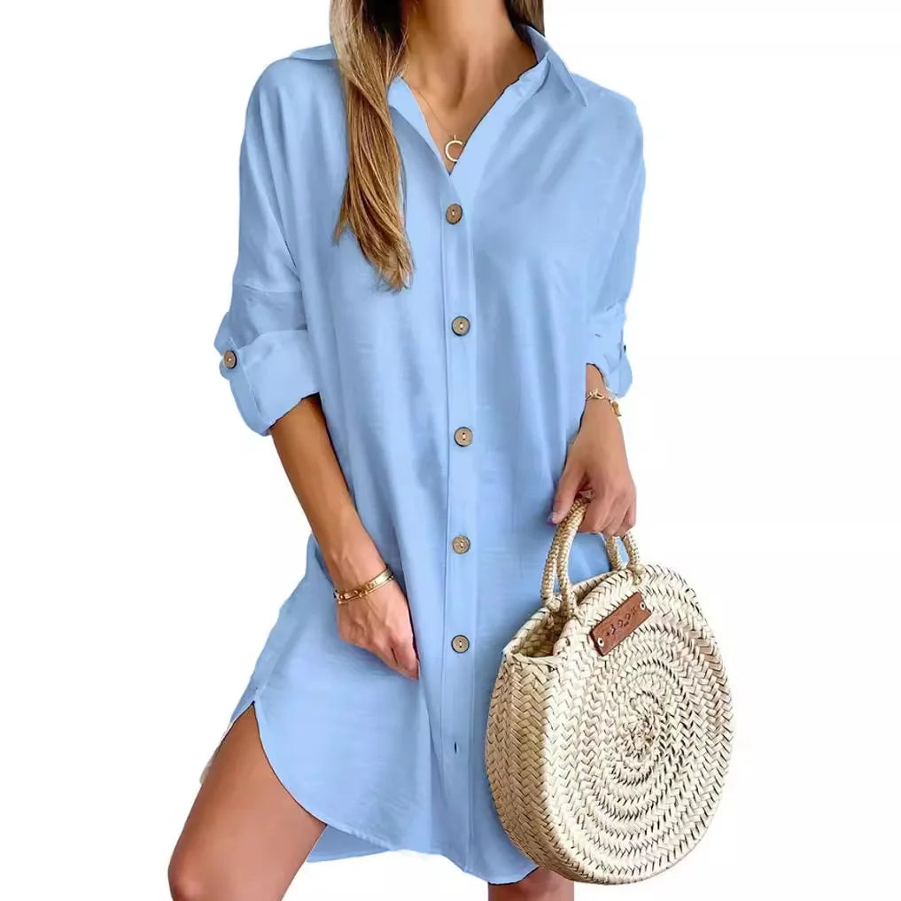 Women's Button-Front Shirt Dress | Long Sleeve