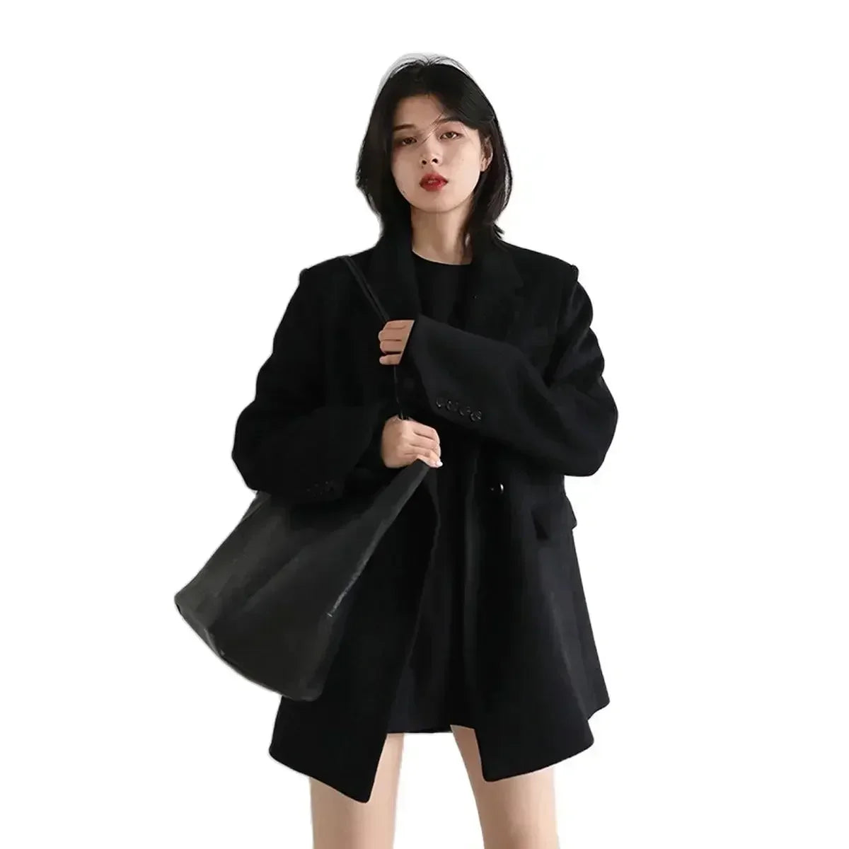 Thick Wool Blend Office Coat for Women