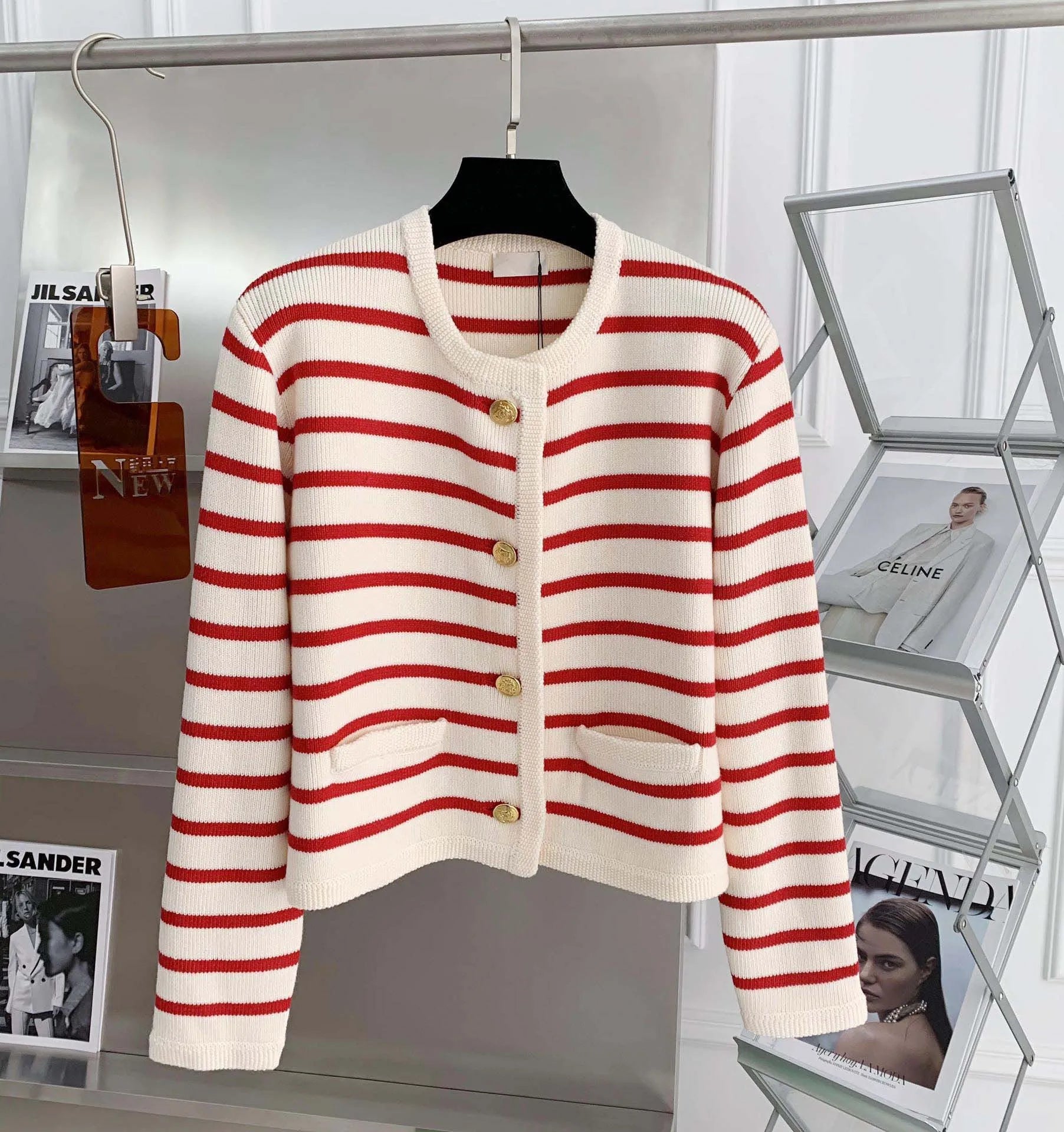 Women's Striped Cropped Cardigan