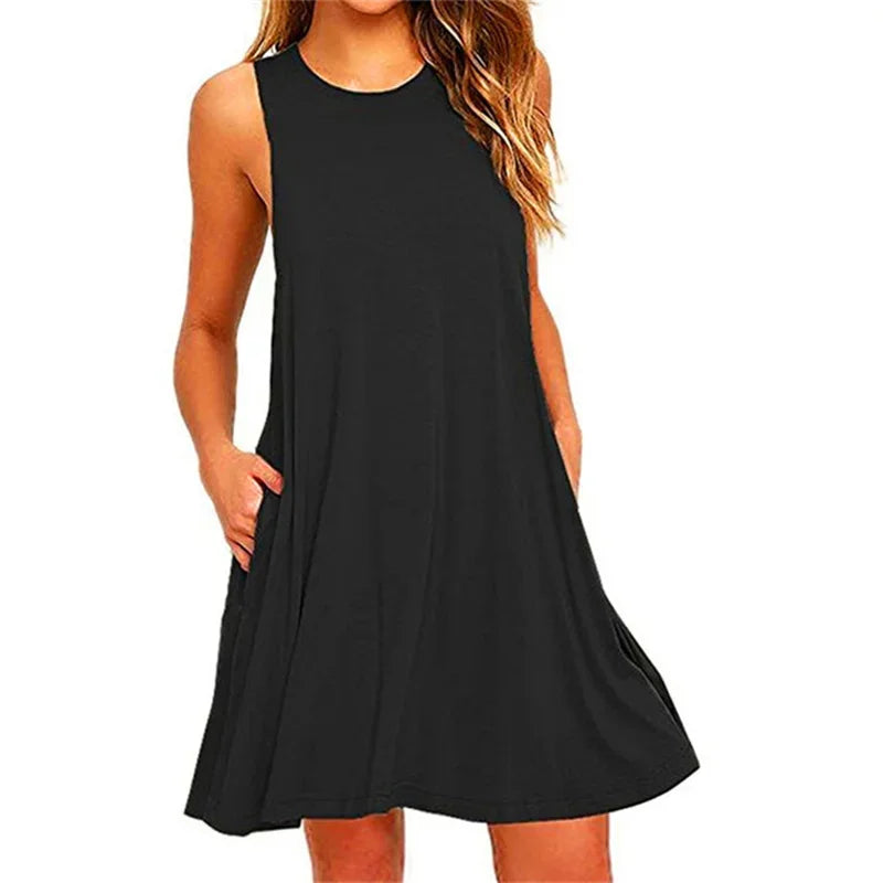 Women's Pleated Pocket T-Shirt Dress