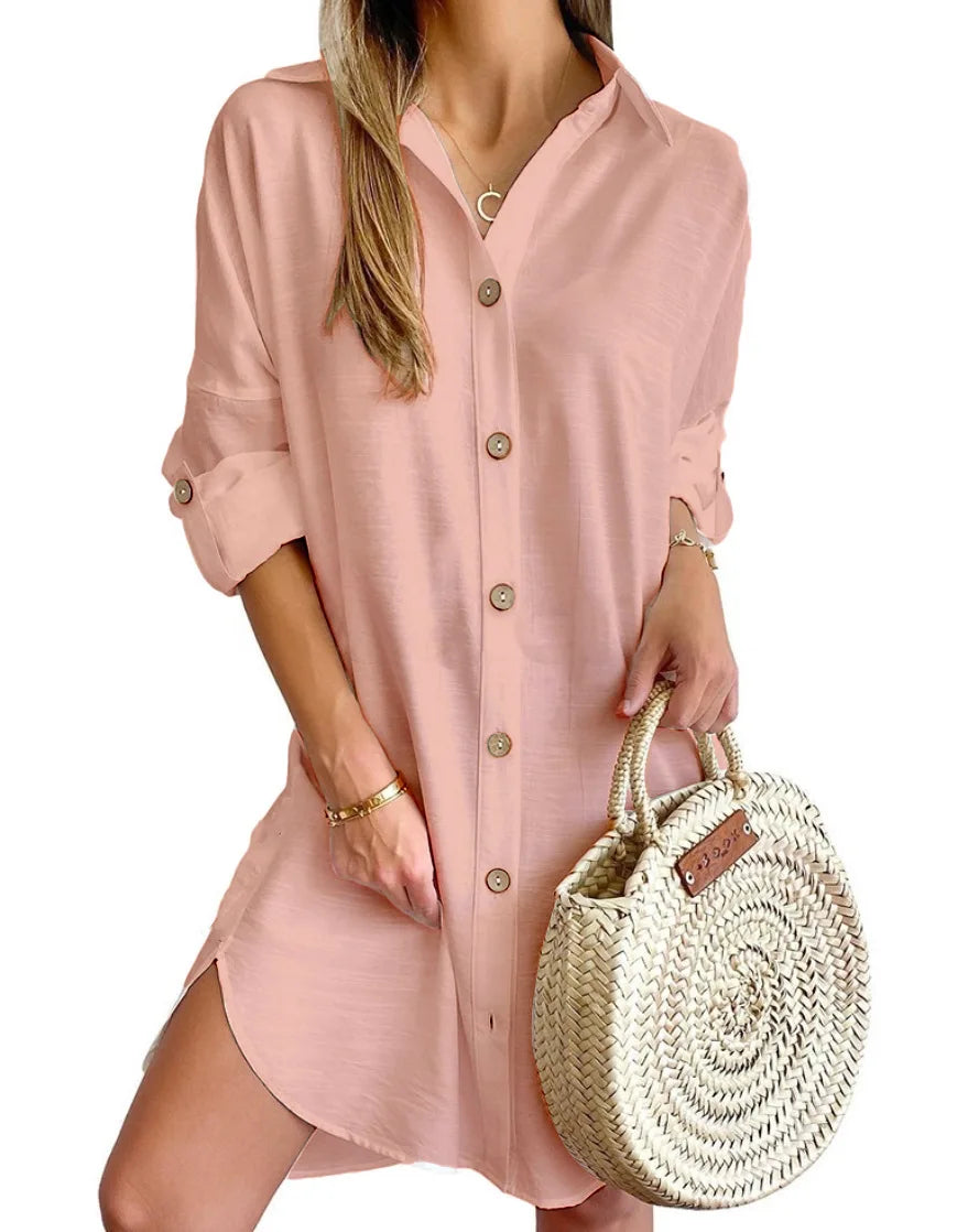 Women's Button-Front Shirt Dress | Long Sleeve