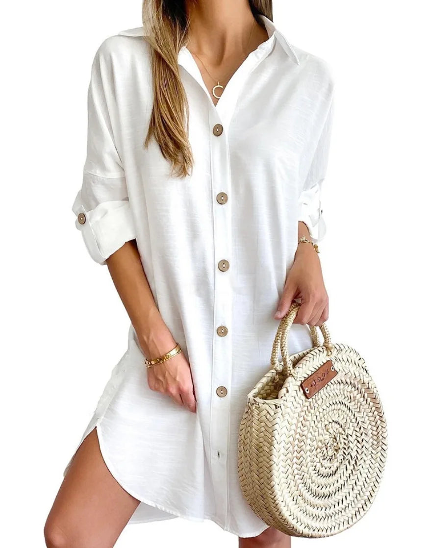 Women's Button-Front Shirt Dress | Long Sleeve