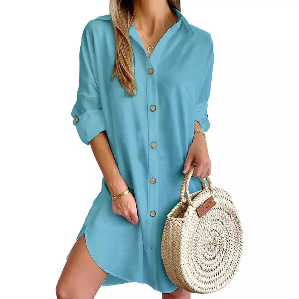 Women's Button-Front Shirt Dress | Long Sleeve