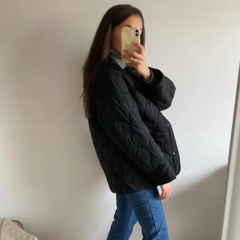 Black Quilted Jacket - Women's Coat