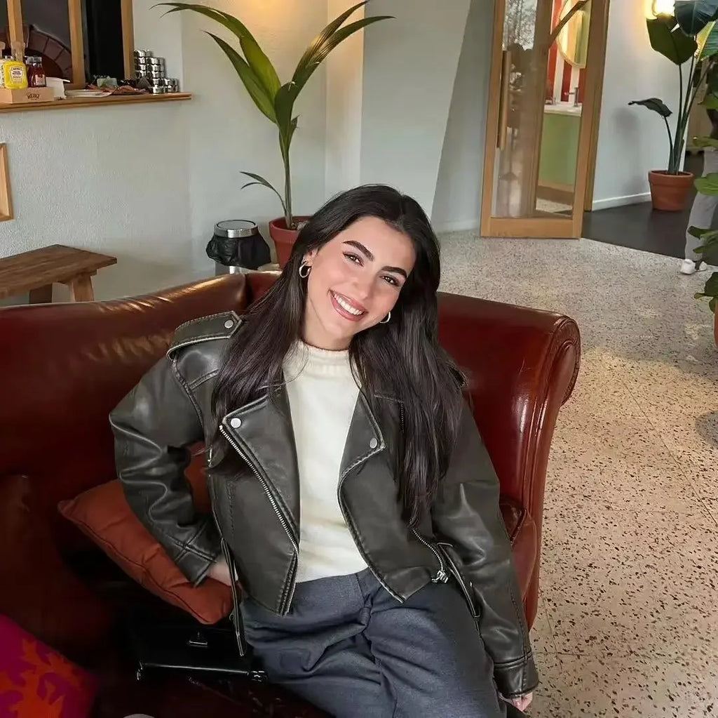 Female Retro Moto Jacket