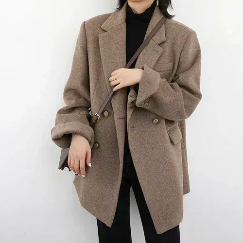 Thick Wool Blend Office Coat for Women