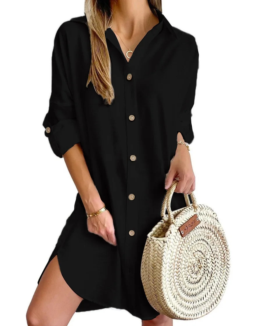 Women's Button-Front Shirt Dress | Long Sleeve