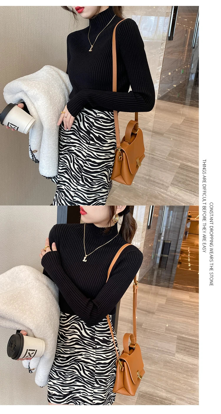Elegant Solid Basic Knitted Tops Women